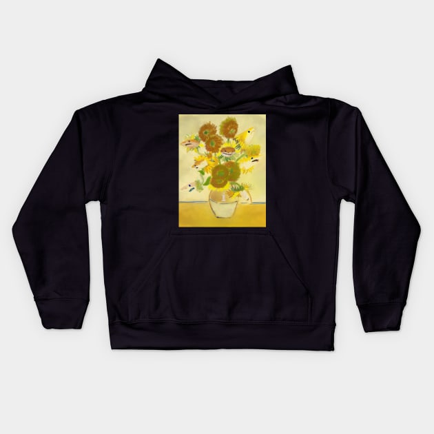 Sunflowers Kids Hoodie by rapidpunches